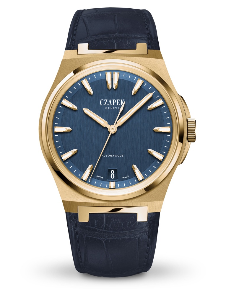 Czapek Antarctique, Mount Erebus - Deep Blue, Yellow Gold 2N, Alligator Bracelet