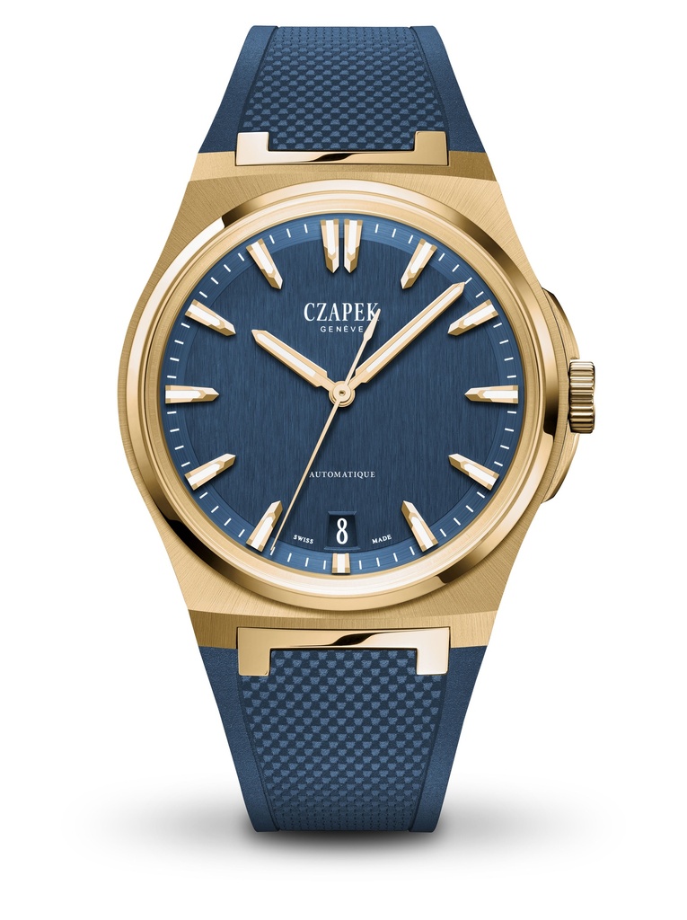 [1555] Antarctique, Mount Erebus - Deep Blue, Yellow Gold 2N, Rubber Bracelet